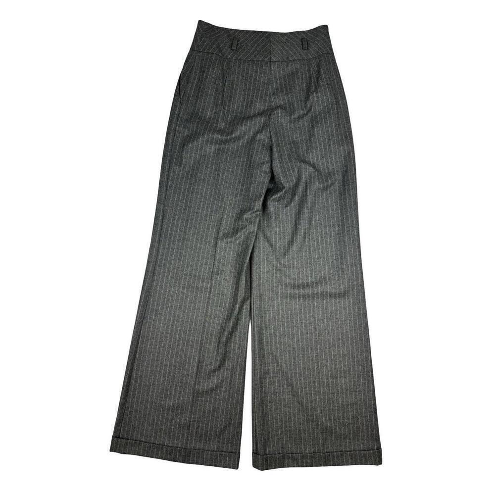 Escada Virgin Wool Cashmere Wide Leg Trousers Striped Grey Size 36 | US 6